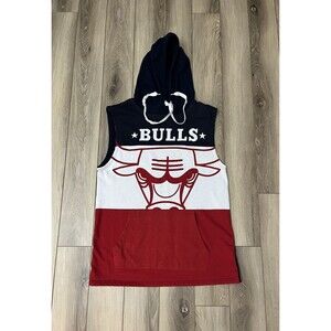 Chicago Bulls NBA Sleeveless Hoodie Sweatshirt Colorblock Mens Sz Large